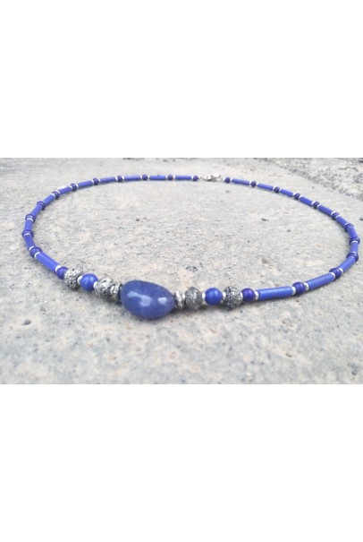 Alphabey's Lapis Brass Silver Plated Necklace for Women